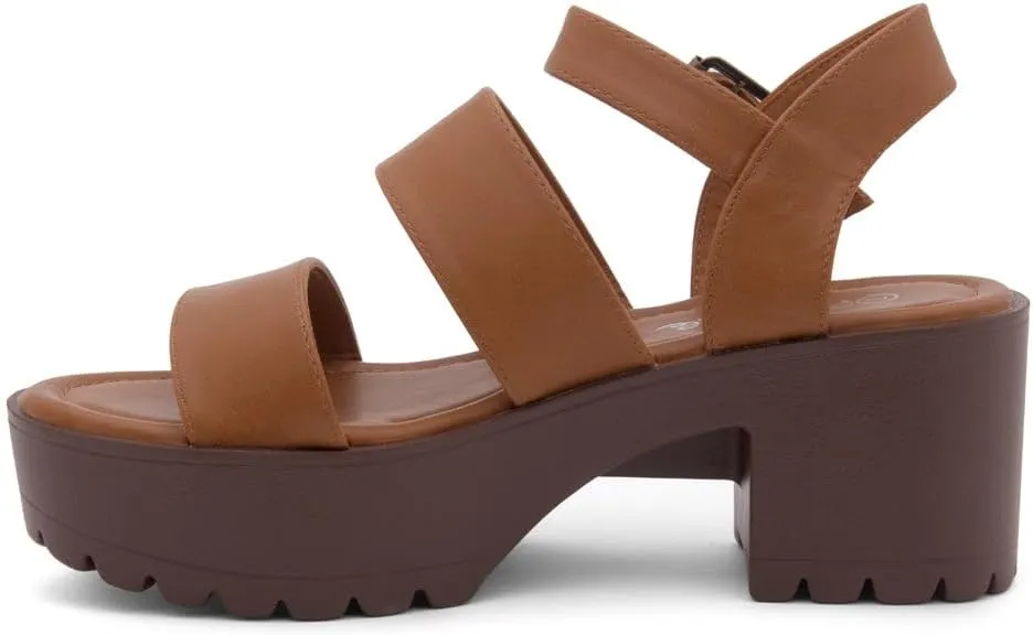 Herstyle Certain Women's Platform Sandal with Adjustable Ankle Strap Open Toe Two Bands Lug Sole Block heel shoes