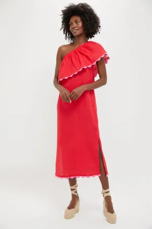 Hibiscus Red Linen Amalfi Dress