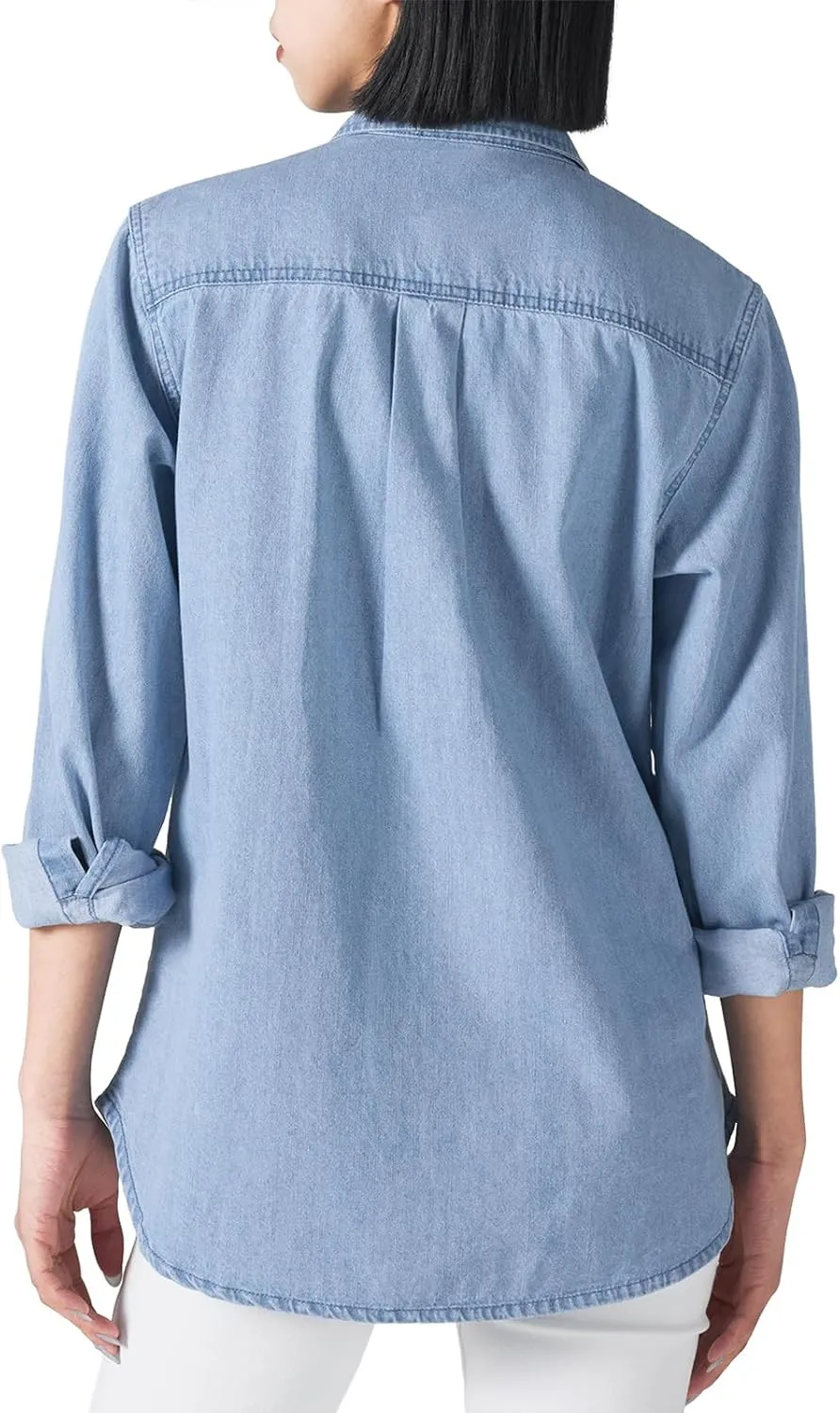 HISEA Women Denim Shirt Long Sleeve Button Down Shirts Regular Fit Casual Lightweight Jean Shirt