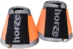 HORZE High-Visibility Reflective Neoprene Horse Bell Boots for Nighttime Horseback Riding - Orange - XL