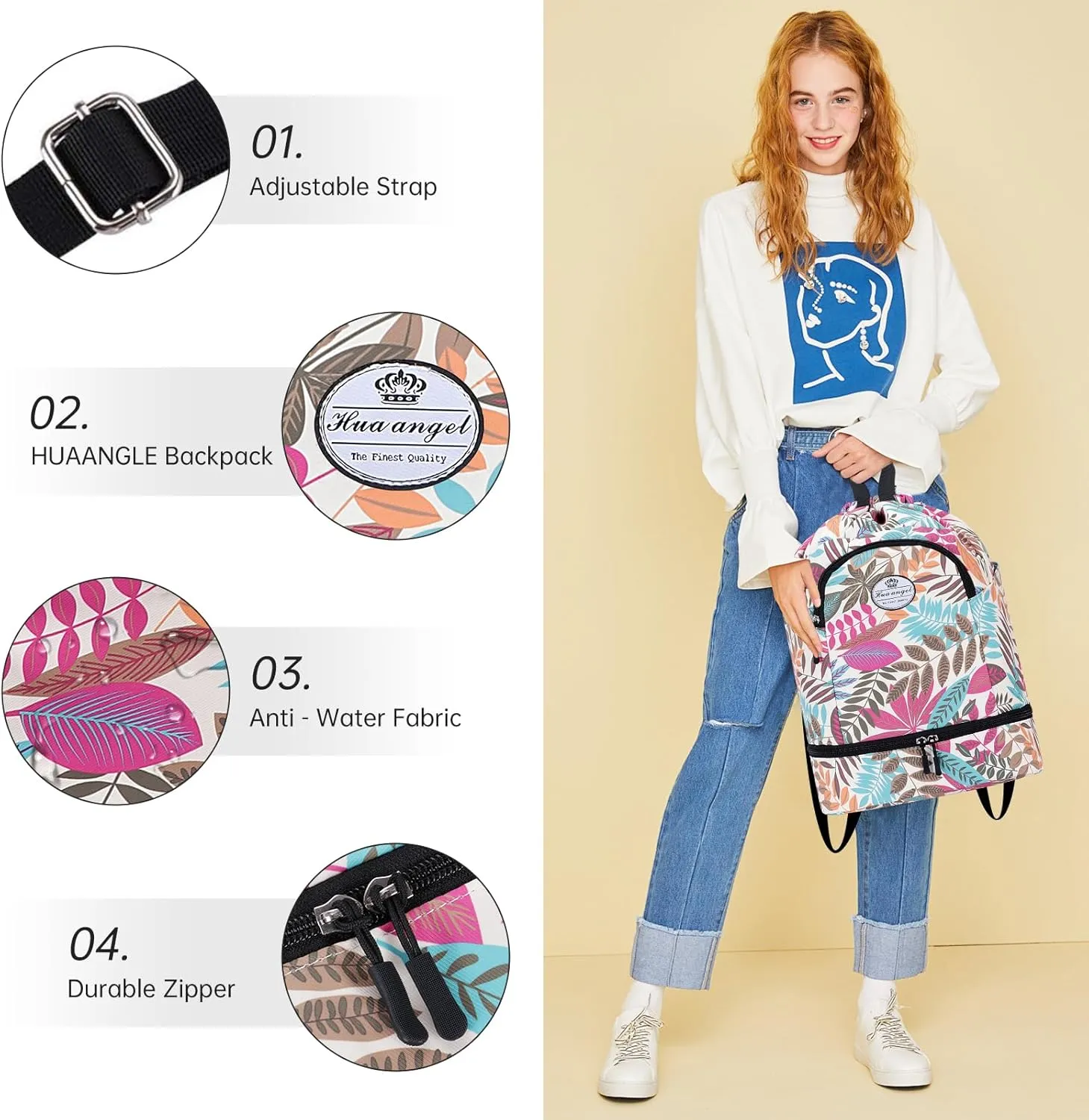 HUA ANGEL Ultralight Drawstring Backpack for Gym/Travel Water-Resistant Unisex Sports Sack with Shoe & Basketball Compartment