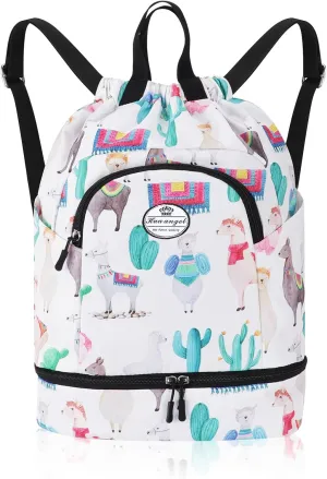 HUA ANGEL Ultralight Drawstring Backpack for Gym/Travel Water-Resistant Unisex Sports Sack with Shoe & Basketball Compartment