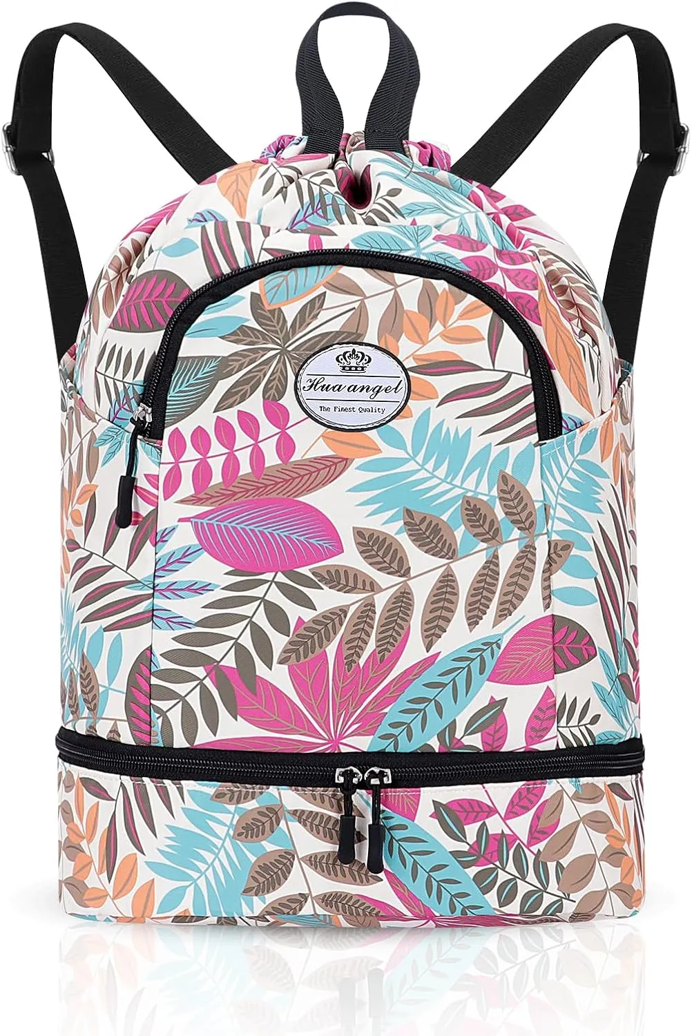 HUA ANGEL Ultralight Drawstring Backpack for Gym/Travel Water-Resistant Unisex Sports Sack with Shoe & Basketball Compartment