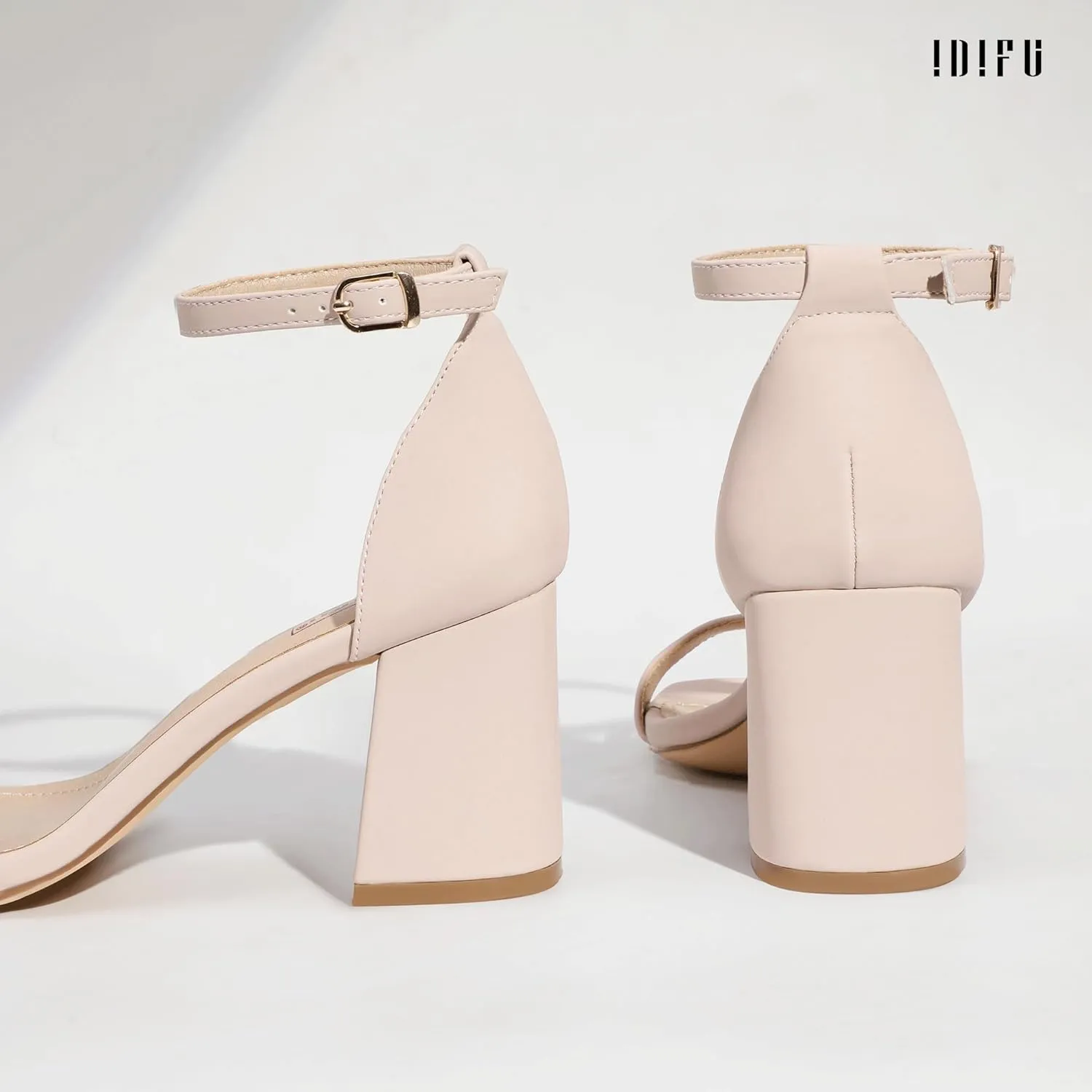 IDIFU IN3 Chunky Block Square Open Toe High Heels Ankle Strap Heeled Sandals Wedding Bride Bridal Prom Dance Summer Dressy Comfortable Sexy Trendy Bridesmaid Dress Shoes Cute Thick Heels for Women