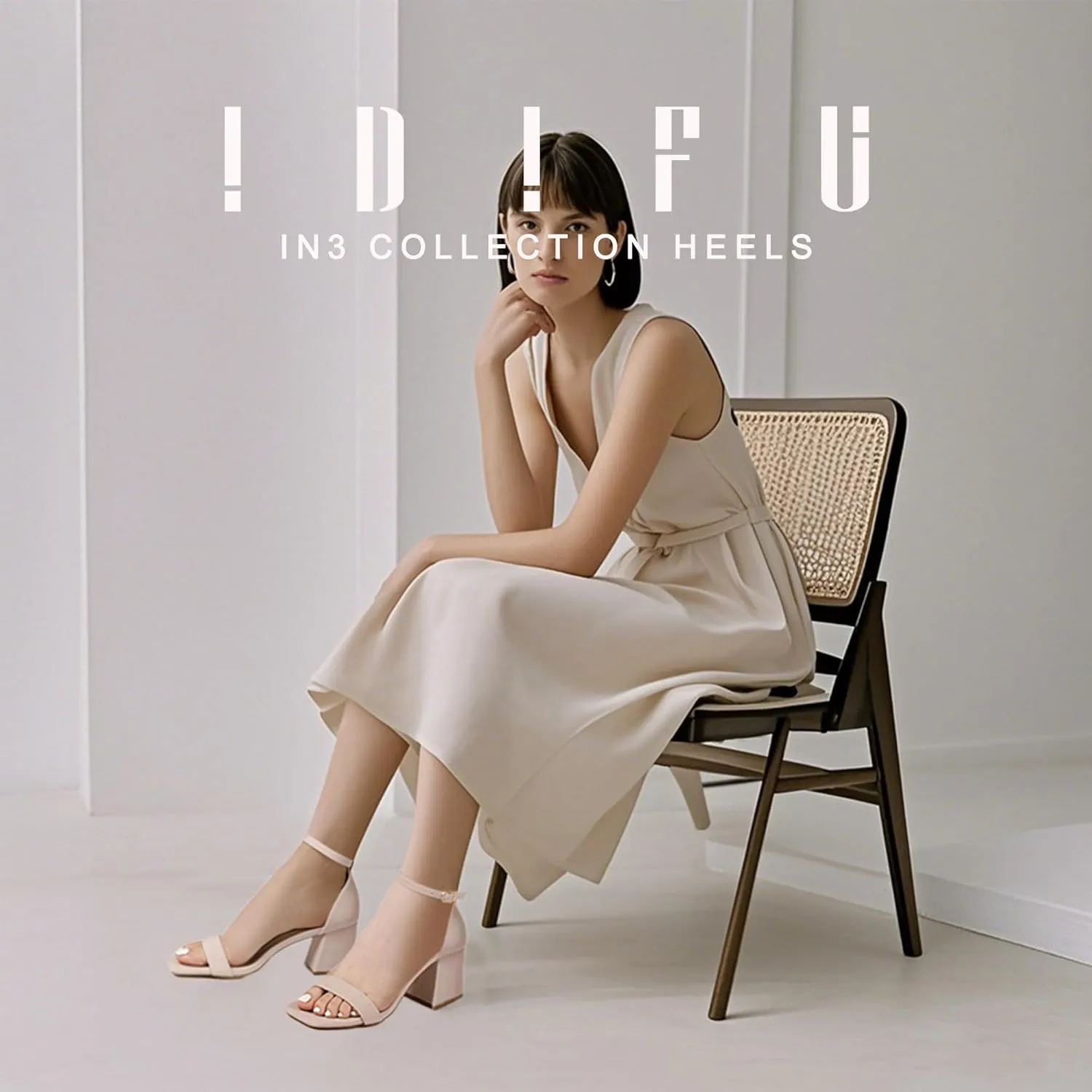 IDIFU IN3 Chunky Block Square Open Toe High Heels Ankle Strap Heeled Sandals Wedding Bride Bridal Prom Dance Summer Dressy Comfortable Sexy Trendy Bridesmaid Dress Shoes Cute Thick Heels for Women