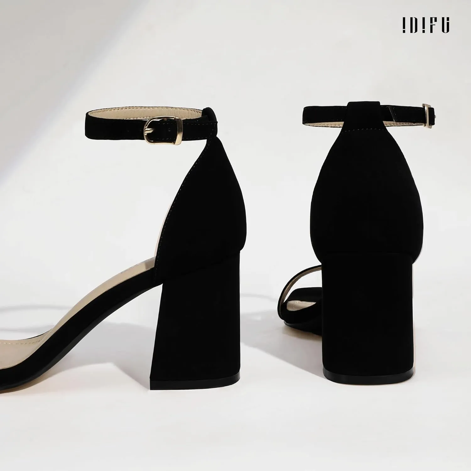 IDIFU IN3 Chunky Block Square Open Toe High Heels Ankle Strap Heeled Sandals Wedding Bride Bridal Prom Dance Summer Dressy Comfortable Sexy Trendy Bridesmaid Dress Shoes Cute Thick Heels for Women