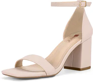 IDIFU IN3 Chunky Block Square Open Toe High Heels Ankle Strap Heeled Sandals Wedding Bride Bridal Prom Dance Summer Dressy Comfortable Sexy Trendy Bridesmaid Dress Shoes Cute Thick Heels for Women