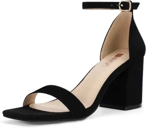 IDIFU IN3 Chunky Block Square Open Toe High Heels Ankle Strap Heeled Sandals Wedding Bride Bridal Prom Dance Summer Dressy Comfortable Sexy Trendy Bridesmaid Dress Shoes Cute Thick Heels for Women