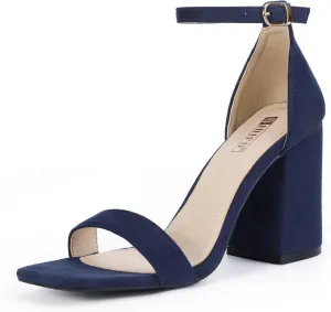IDIFU IN4 High Chunky Block Heels Square Open Toe Ankle Strap Heeled Sandals Wedding Bridal Prom Dance Summer Dressy Comfortable Sexy Trendy Bride Bridesmaid Dress Shoes Cute Thick Women Heels