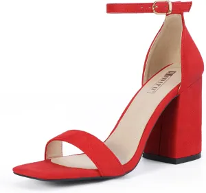 IDIFU IN4 High Chunky Block Heels Square Open Toe Ankle Strap Heeled Sandals Wedding Bridal Prom Dance Summer Dressy Comfortable Sexy Trendy Bride Bridesmaid Dress Shoes Cute Thick Women Heels