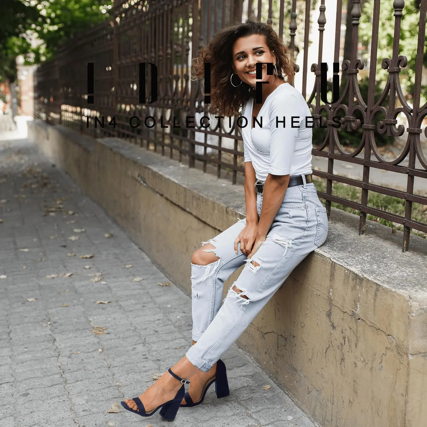 IDIFU IN4 High Chunky Block Heels Square Open Toe Ankle Strap Heeled Sandals Wedding Bridal Prom Dance Summer Dressy Comfortable Sexy Trendy Bride Bridesmaid Dress Shoes Cute Thick Women Heels