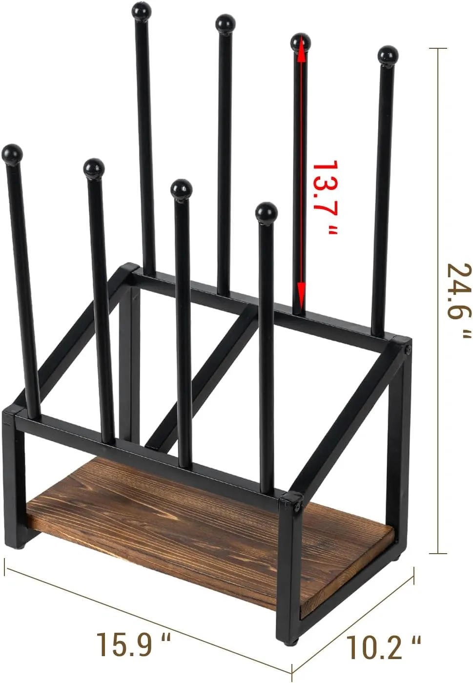Industrial Metal & Burnt Wood 4-Pair Boot Rack with Shoe Shelf - Freestanding Rustic Entryway Organizer, Non-Slip Floor Protector for Mudroom/Garage/Closet
