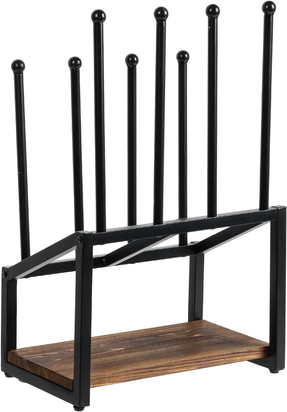 Industrial Metal & Burnt Wood 4-Pair Boot Rack with Shoe Shelf - Freestanding Rustic Entryway Organizer, Non-Slip Floor Protector for Mudroom/Garage/Closet