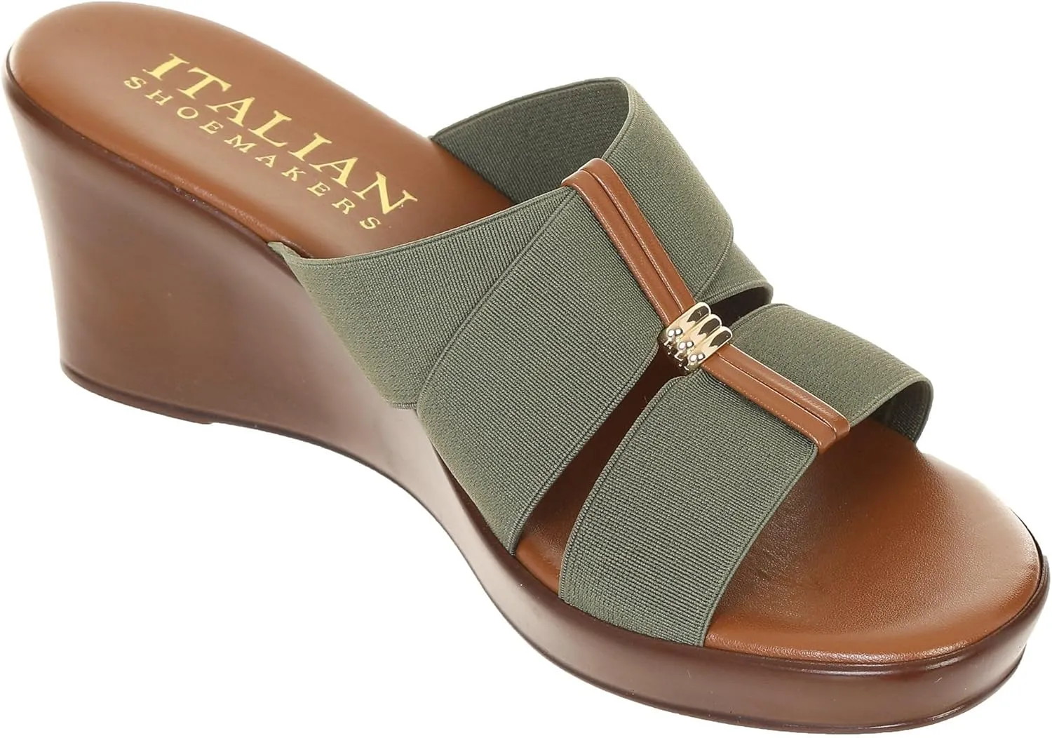 ITALIAN Shoemakers Womens Cover Wedge 10 Olive Green
