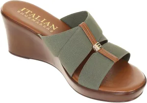ITALIAN Shoemakers Womens Cover Wedge 9 Olive Green