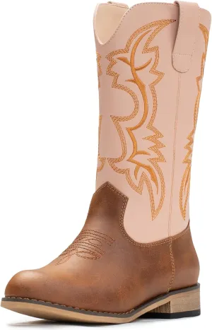 IUV Cowgirl Boots Cowboy Boots For Girls Boys Kids Toddler Fashion Western Boots Mid Calf Riding Shoes