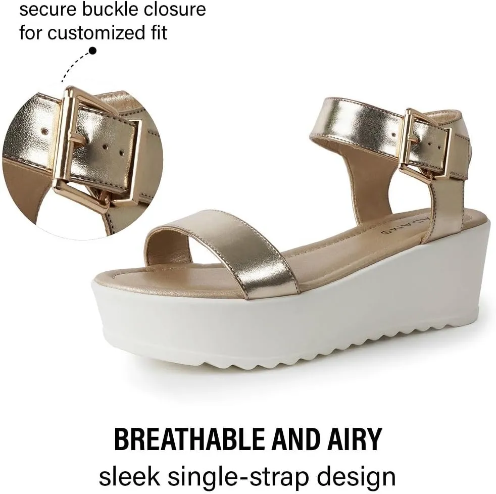 J.Adams Surf Platform Sandals – Women's Open Toe Chunky Low Mid Heel Wide Summer Block Flatform Espadrille Wedge – Comfortable Casual Walking Vegan Jelly Flat Shoes with Adjustable Ankle Strap and Lug Sole
