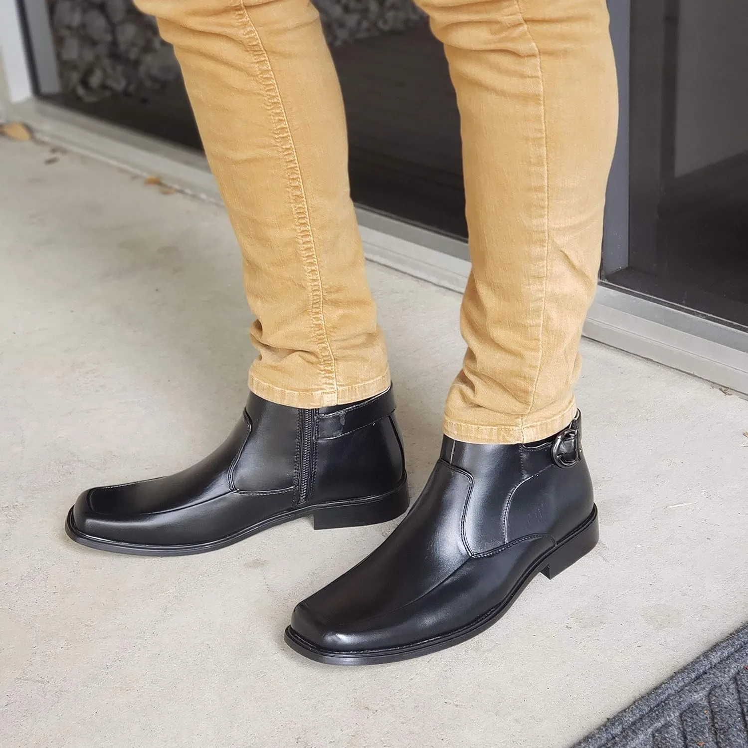 Jazamé Men's 49417 Tall Western Style Riding Square Toe Chelsea Dress Boots Botas Bota