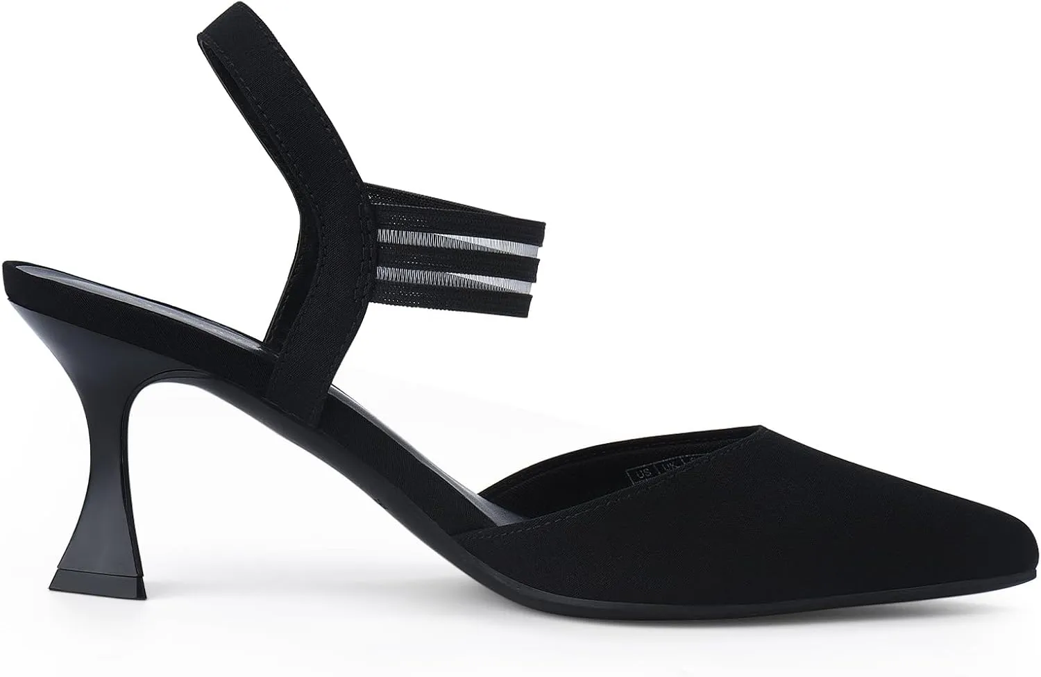 JENN ARDOR Women's Closed Toe Kitten Heels Slingback Pumps Elastic Ankle Strap Sandals Pointed Toe Wedding Prom Dress Shoes