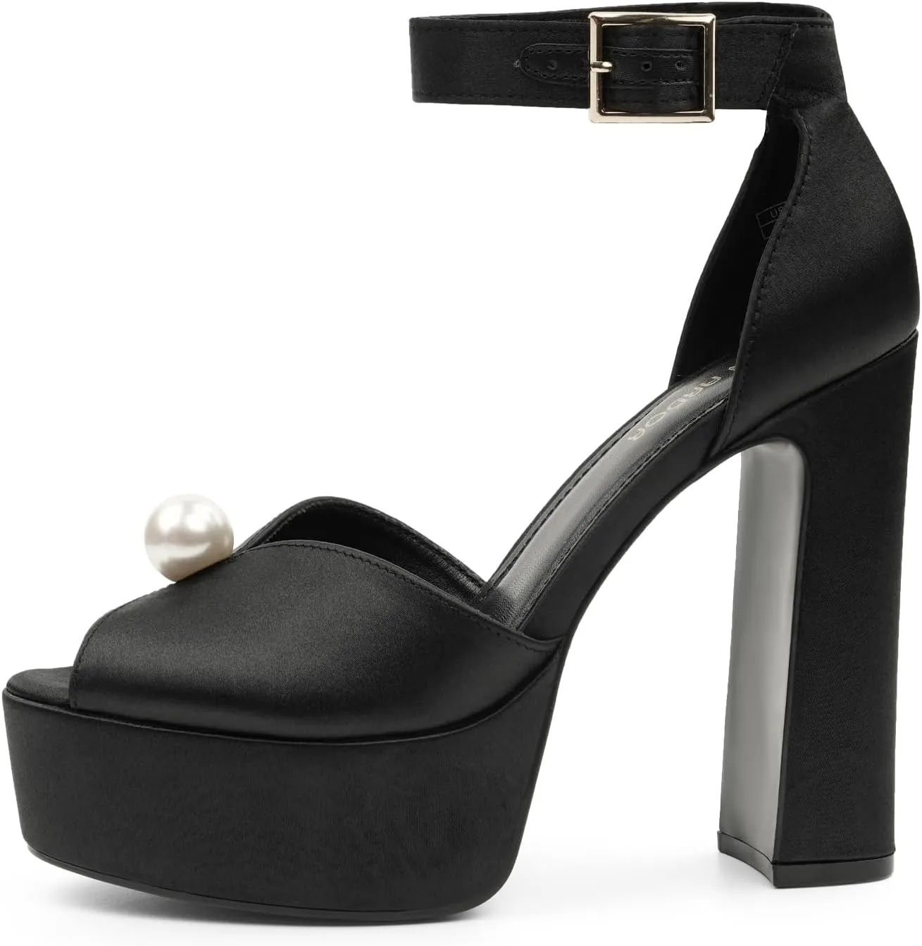 JENN ARDOR Womens Open Toe Pearl Platform Heels for Women Chunky Buckle Ankle Strap Wedding Heeled Sandals Dress Evening Bride Bridal Shoes