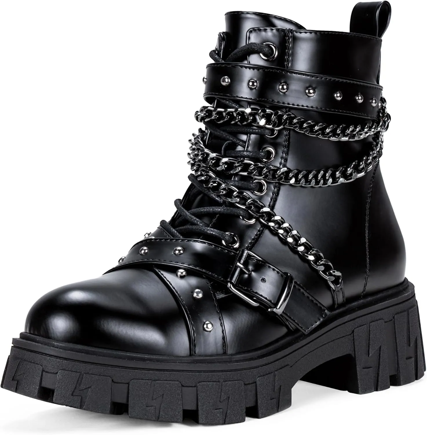 Jeossy Women's 9620 Chelsea Combat Boots, Platform Ankle Boots Chunky Heel, Fashion Lug Sole Slip on Booties with Elastic Band