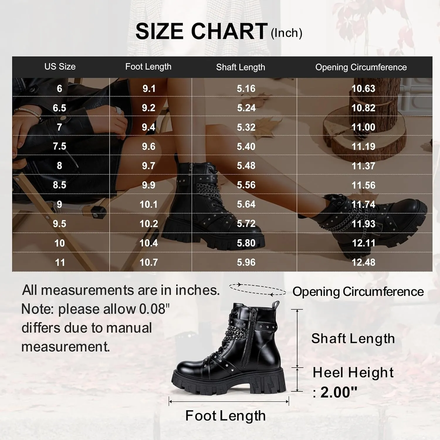 Jeossy Women's 9620 Chelsea Combat Boots, Platform Ankle Boots Chunky Heel, Fashion Lug Sole Slip on Booties with Elastic Band