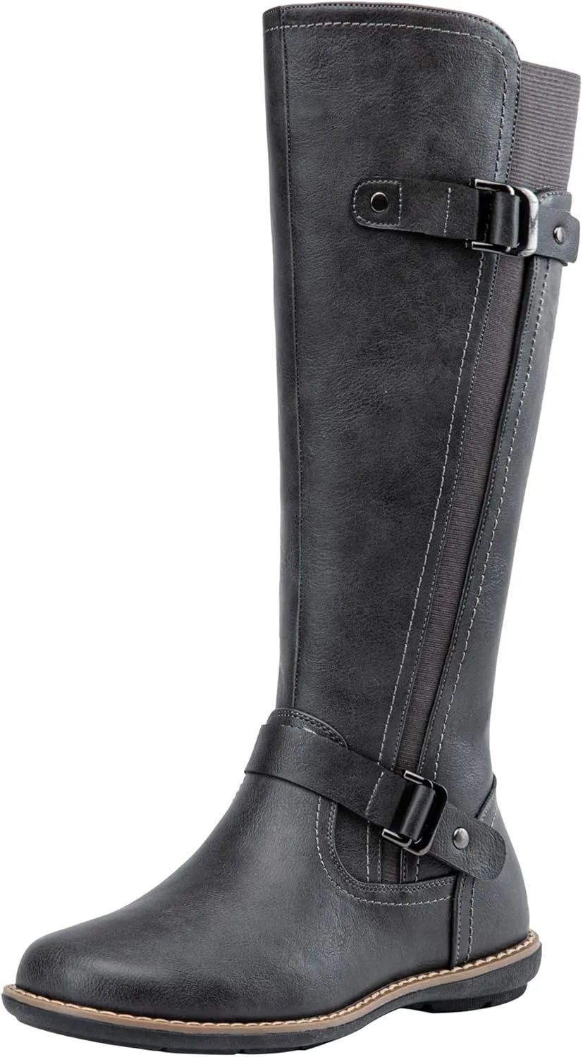 Jeossy Women's 9656 Knee-High Boots Fashion Riding Boots with Buckle