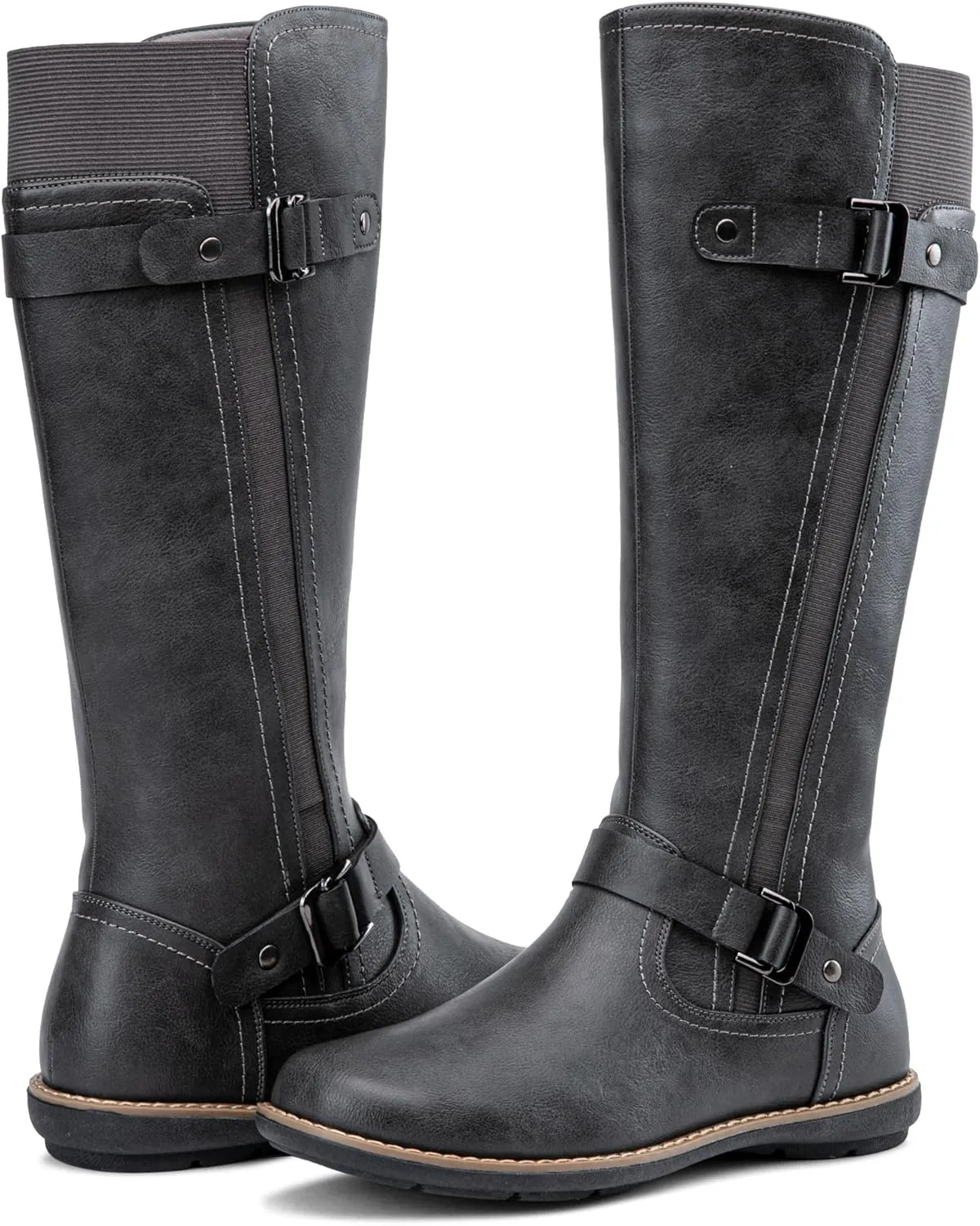 Jeossy Women's 9656 Knee-High Boots Fashion Riding Boots with Buckle