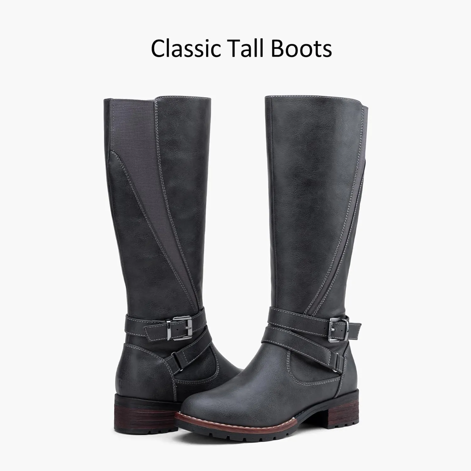Jeossy Women's 9659 Knee High Boots, Riding Horse Tall Boots with Elastic Band and Side Zipper