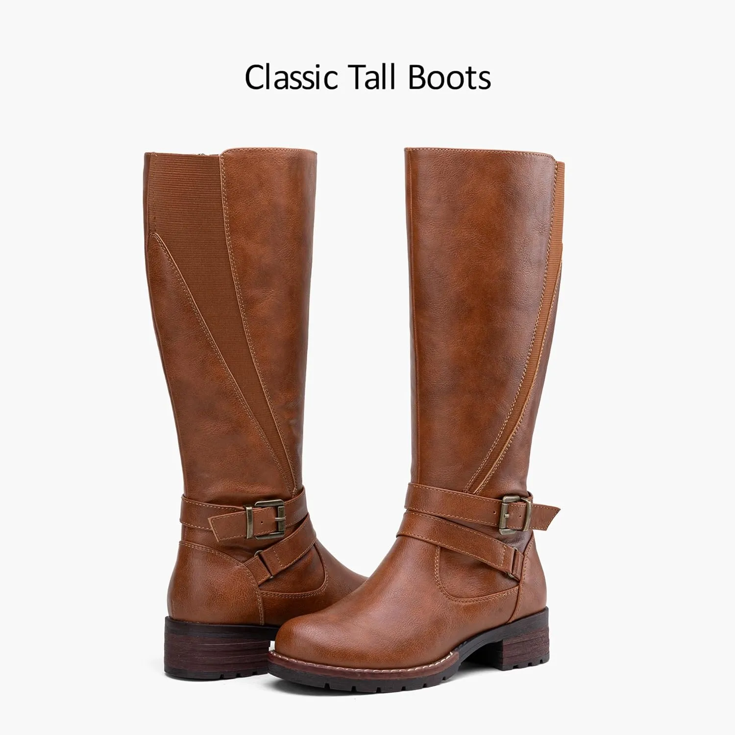 Jeossy Women's 9659 Knee High Boots, Riding Horse Tall Boots with Elastic Band and Side Zipper