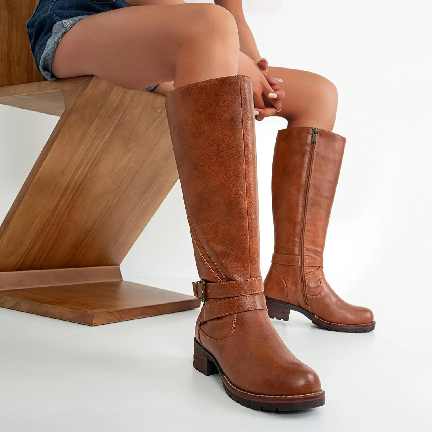 Jeossy Women's 9659 Knee High Boots, Riding Horse Tall Boots with Elastic Band and Side Zipper
