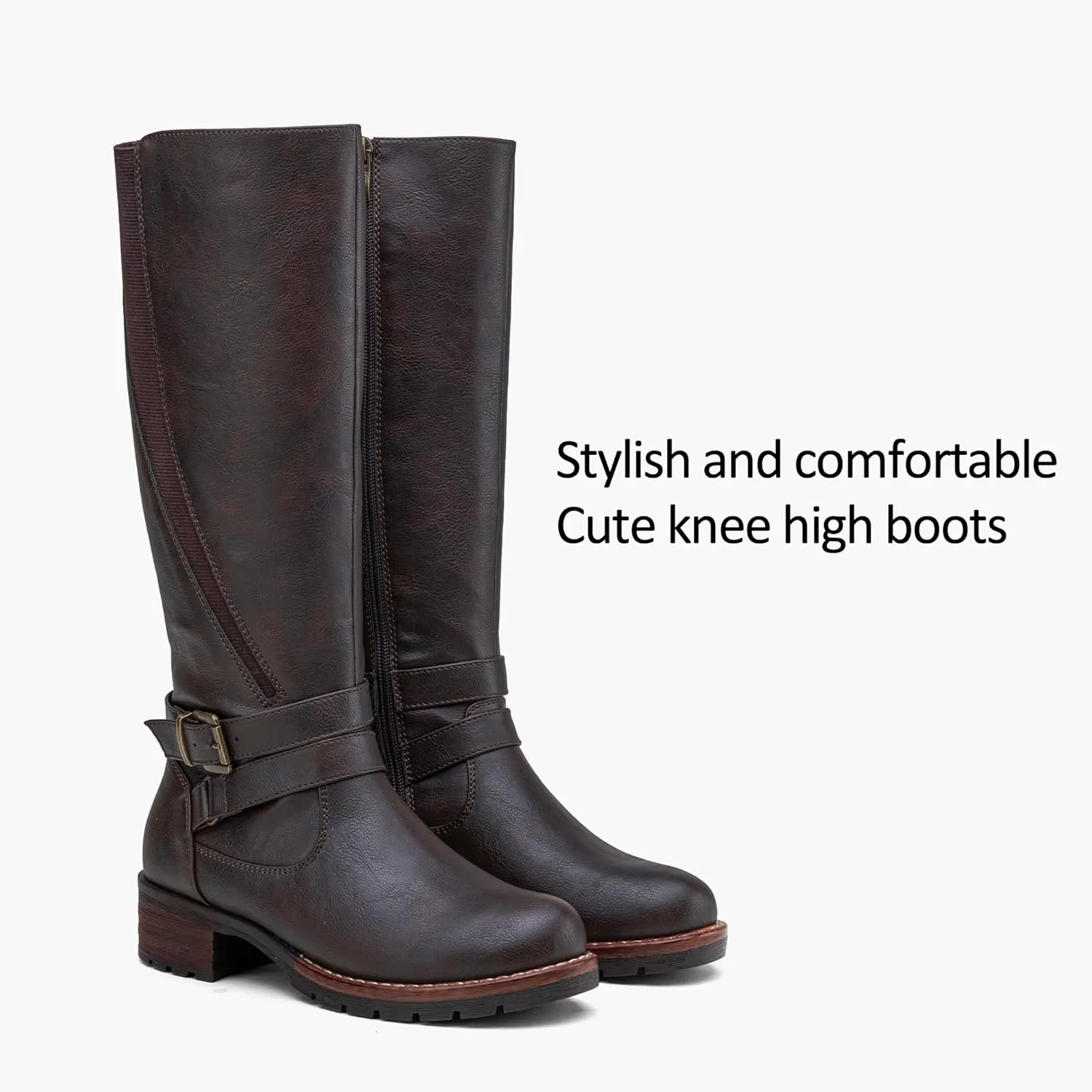 Jeossy Women's 9659 Knee High Boots, Riding Horse Tall Boots with Elastic Band and Side Zipper