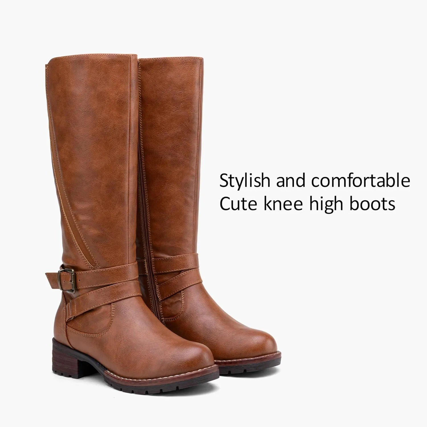 Jeossy Women's 9659 Knee High Boots, Riding Horse Tall Boots with Elastic Band and Side Zipper
