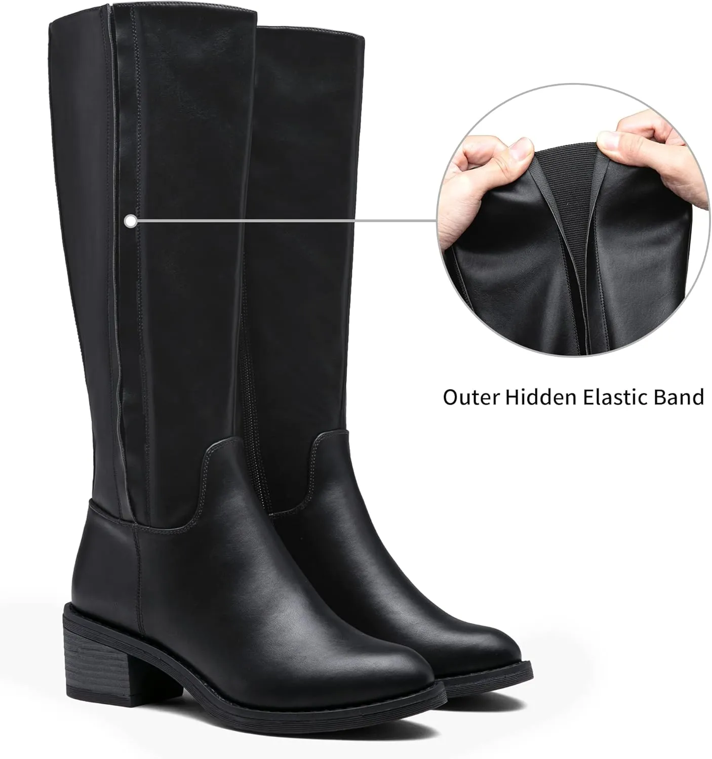Jeossy Women's 9661 Knee High Boots, Fashion Riding Boots with Inside Zipper and Side Hidden Elastic Band