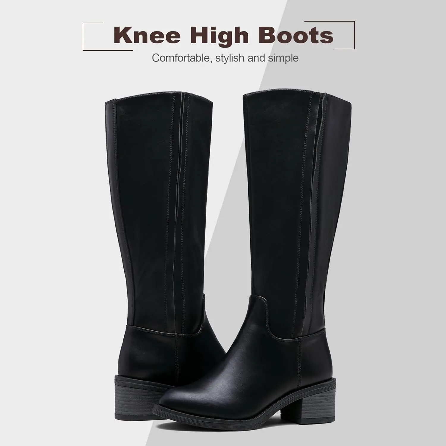 Jeossy Women's 9661 Knee High Boots, Fashion Riding Boots with Inside Zipper and Side Hidden Elastic Band