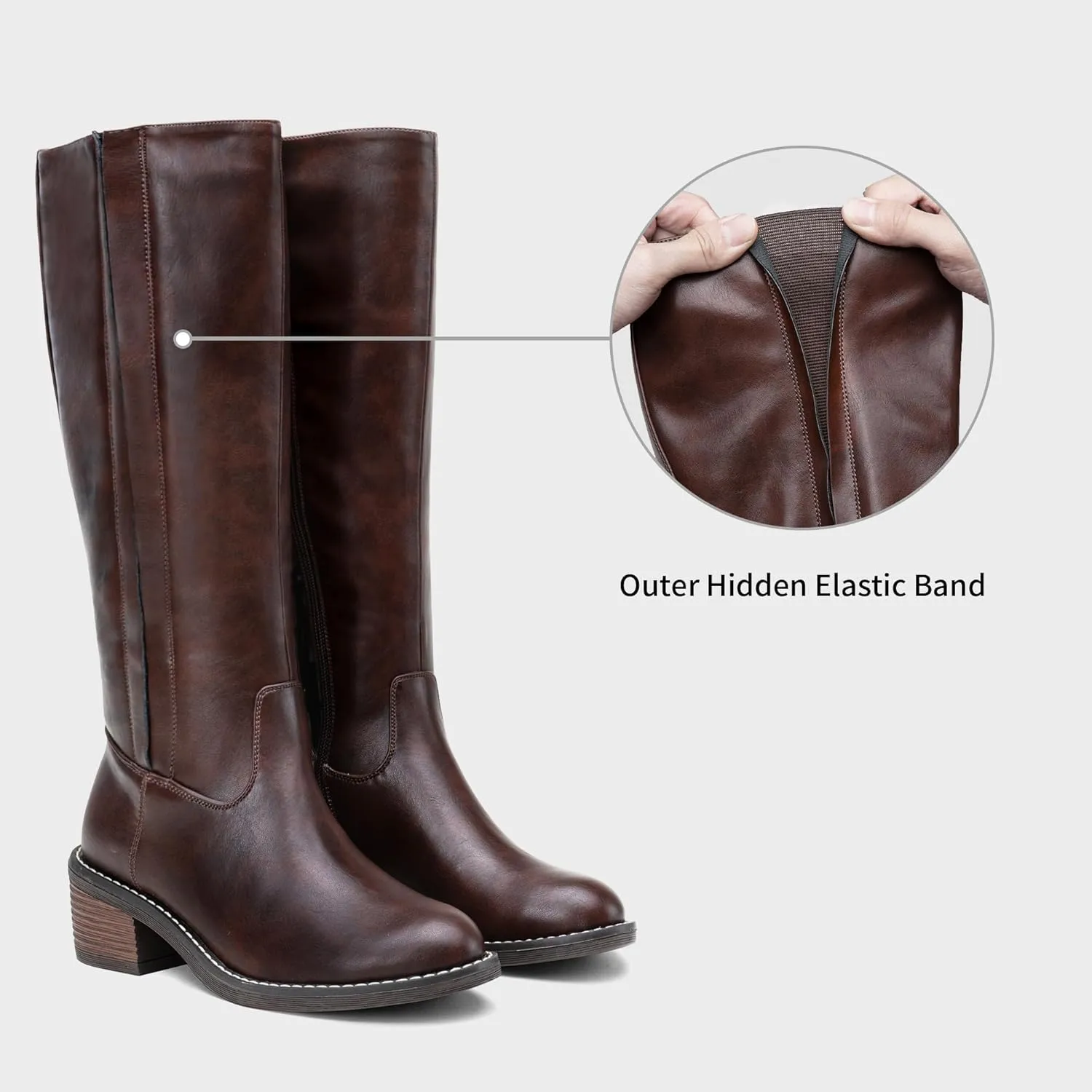 Jeossy Women's 9661 Knee High Boots, Fashion Riding Boots with Inside Zipper and Side Hidden Elastic Band
