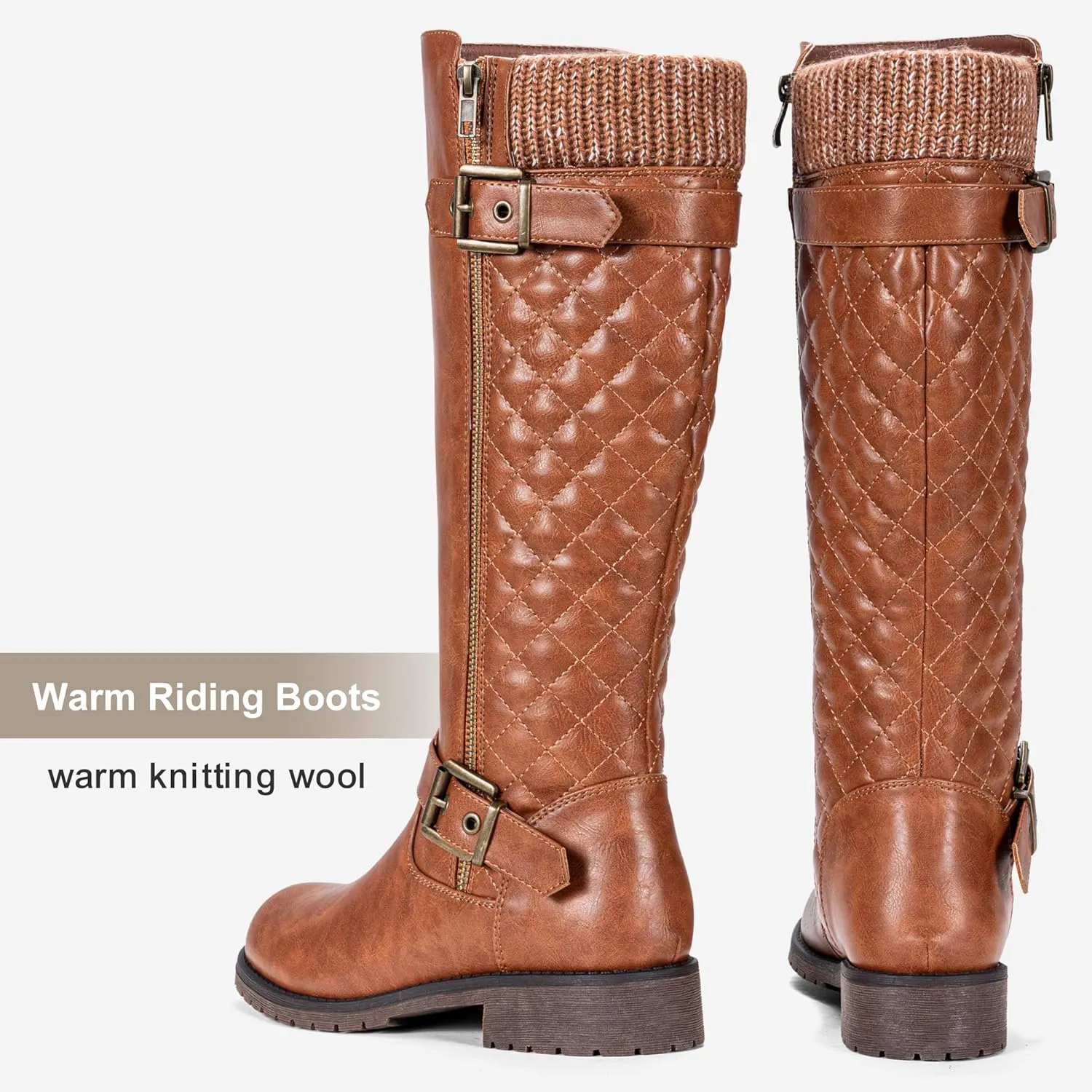 Jeossy Women's Knee High Riding Tall Boots, Comfortable with Metal Buckle and Zipper Boots with Wide Calf