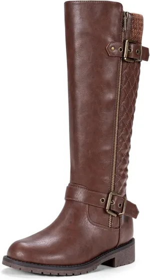 Jeossy Women's Knee High Riding Tall Boots, Comfortable with Metal Buckle and Zipper Boots with Wide Calf
