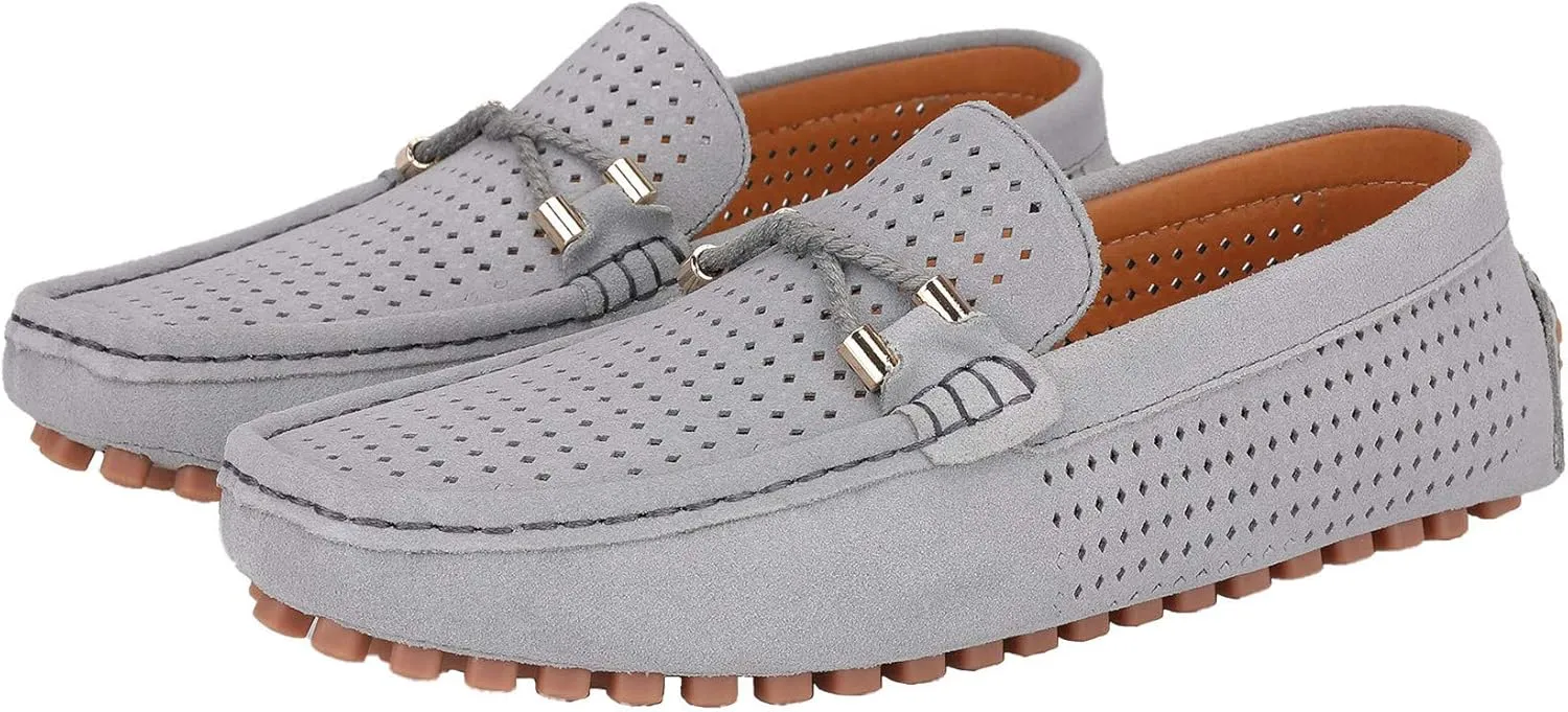 JIONS Mens Driving Penny Loafers Suede Moccasins Slip On Casual Dress Boat Shoes