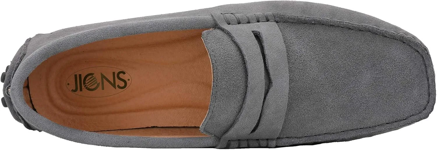JIONS Mens Driving Penny Loafers Suede Moccasins Slip On Casual Dress Boat Shoes