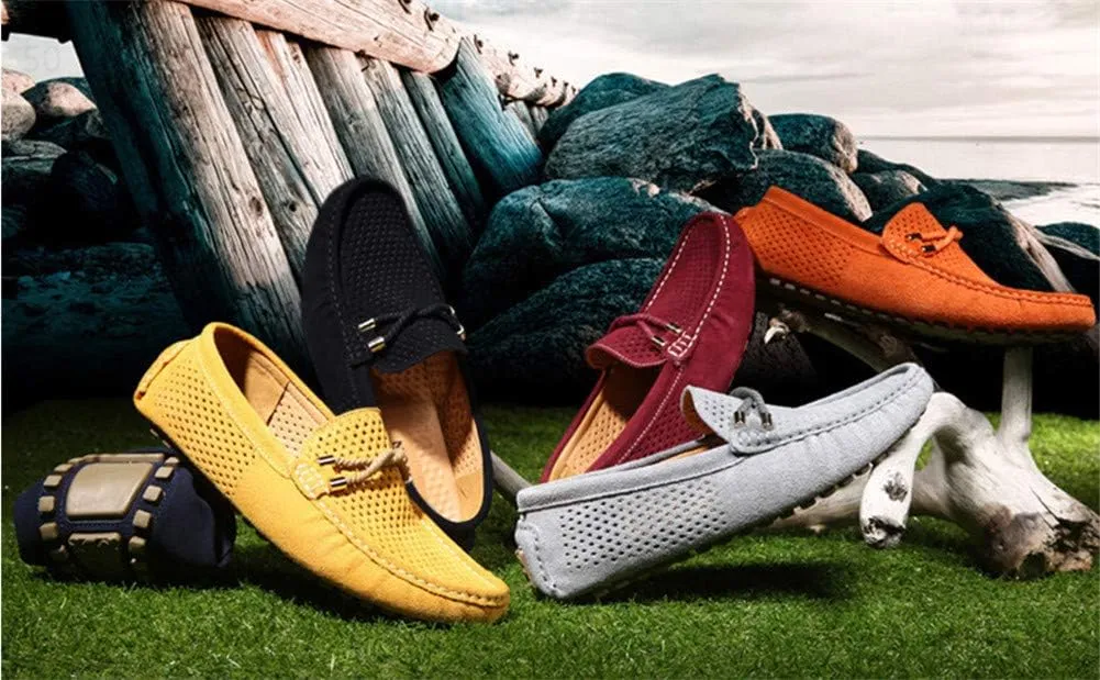 JIONS Mens Driving Penny Loafers Suede Moccasins Slip On Casual Dress Boat Shoes