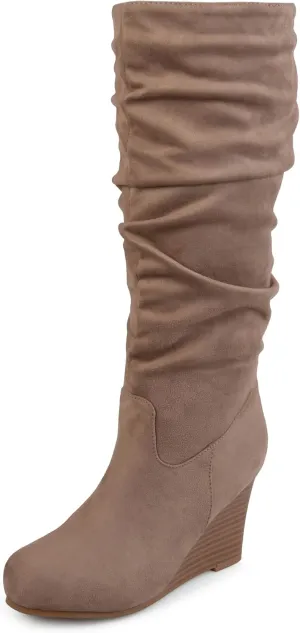 Journee Collection Women's Haze Wedge Knee High Boots - Taupe - 10