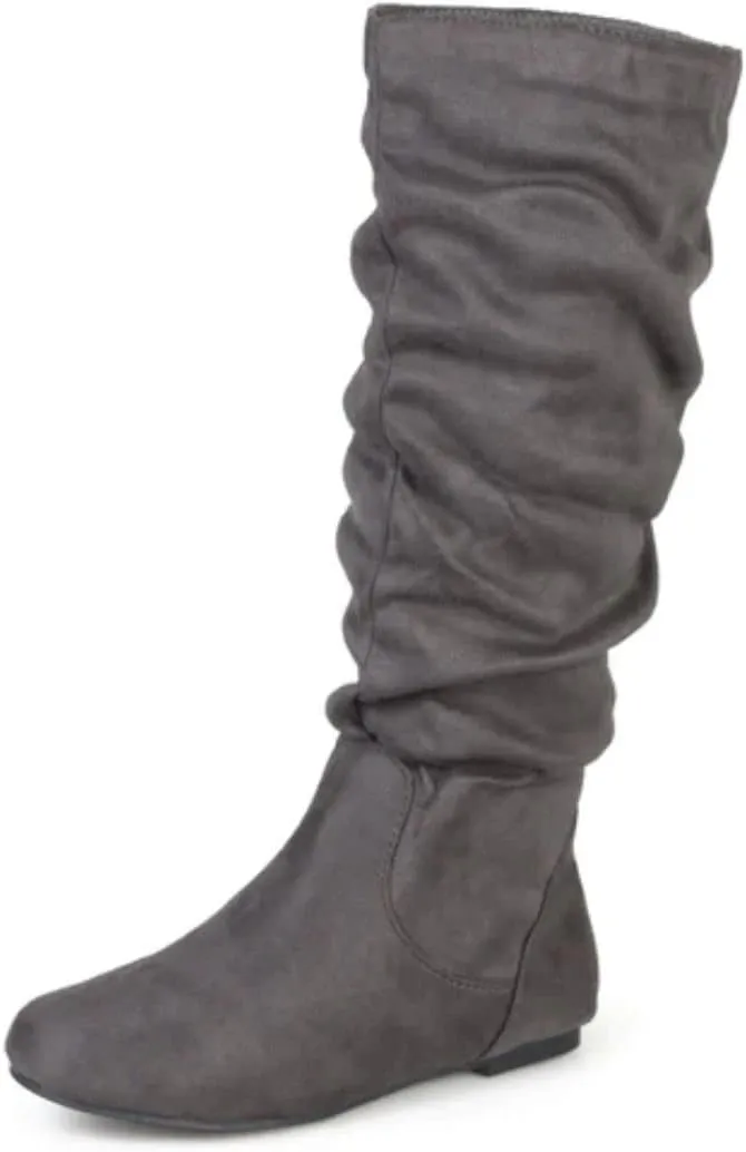 Journee Collection Womens Rebecca-02 Round Toe Riding Boots - 10 - Grey