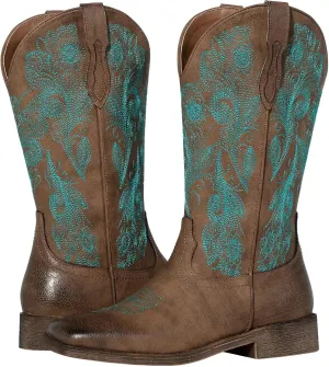 J's.o.l.e Ladies Floral Cowboy Boots for Women Square Toe Cowgirl Boots Fashion Western Boots