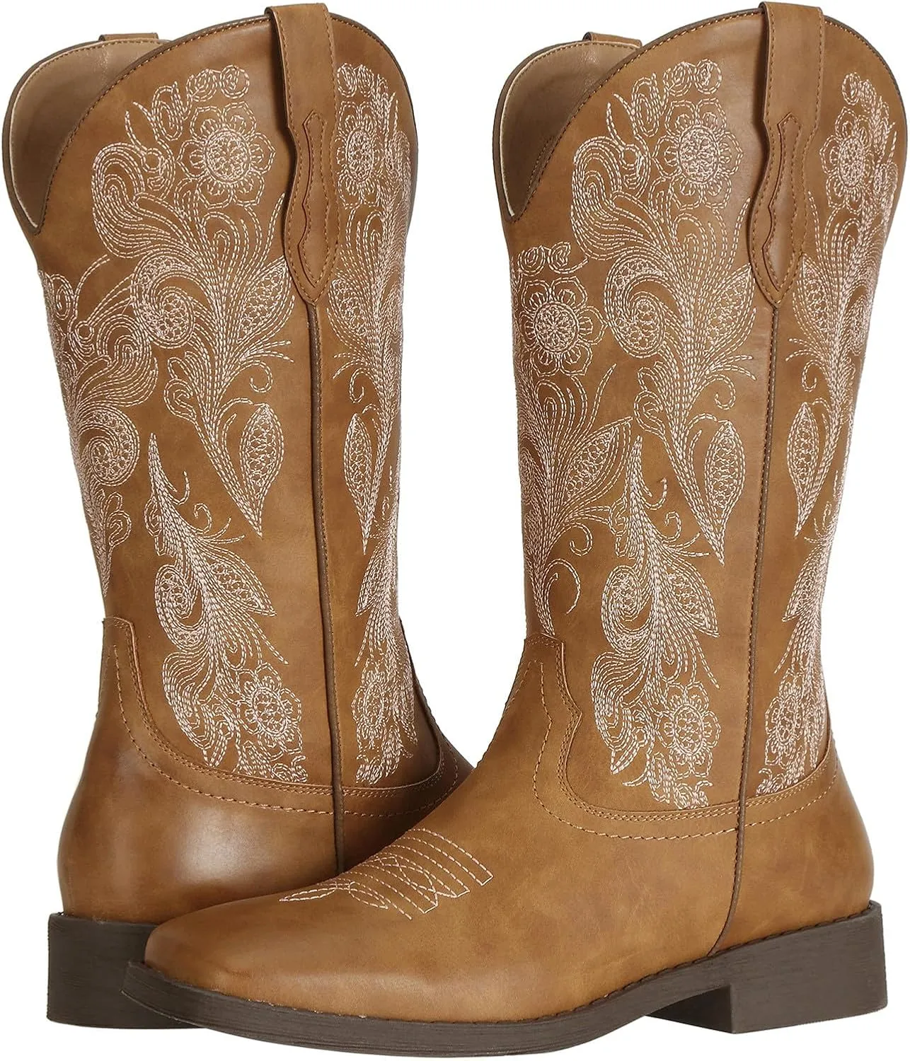 J's.o.l.e Ladies Floral Cowboy Boots for Women Square Toe Cowgirl Boots Fashion Western Boots
