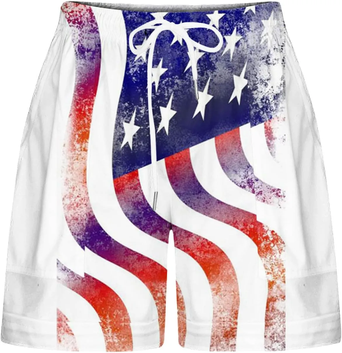 July 4th Shorts for Women American Flag Printed Drawstring Elastic Waist Shorts Party in The USA Summer Fashion 2023