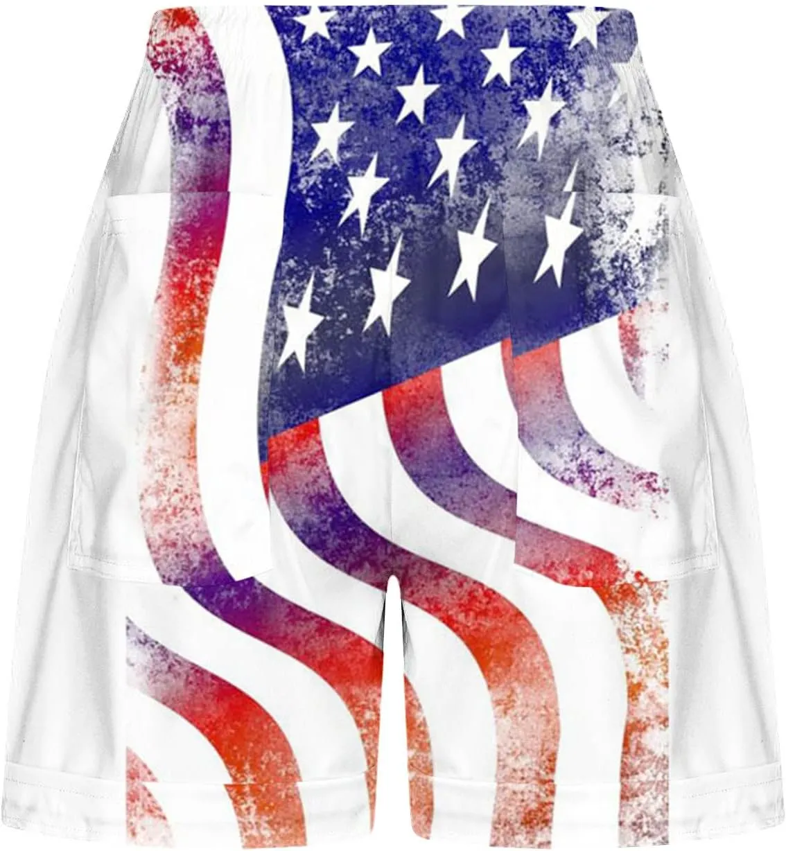 July 4th Shorts for Women American Flag Printed Drawstring Elastic Waist Shorts Party in The USA Summer Fashion 2023
