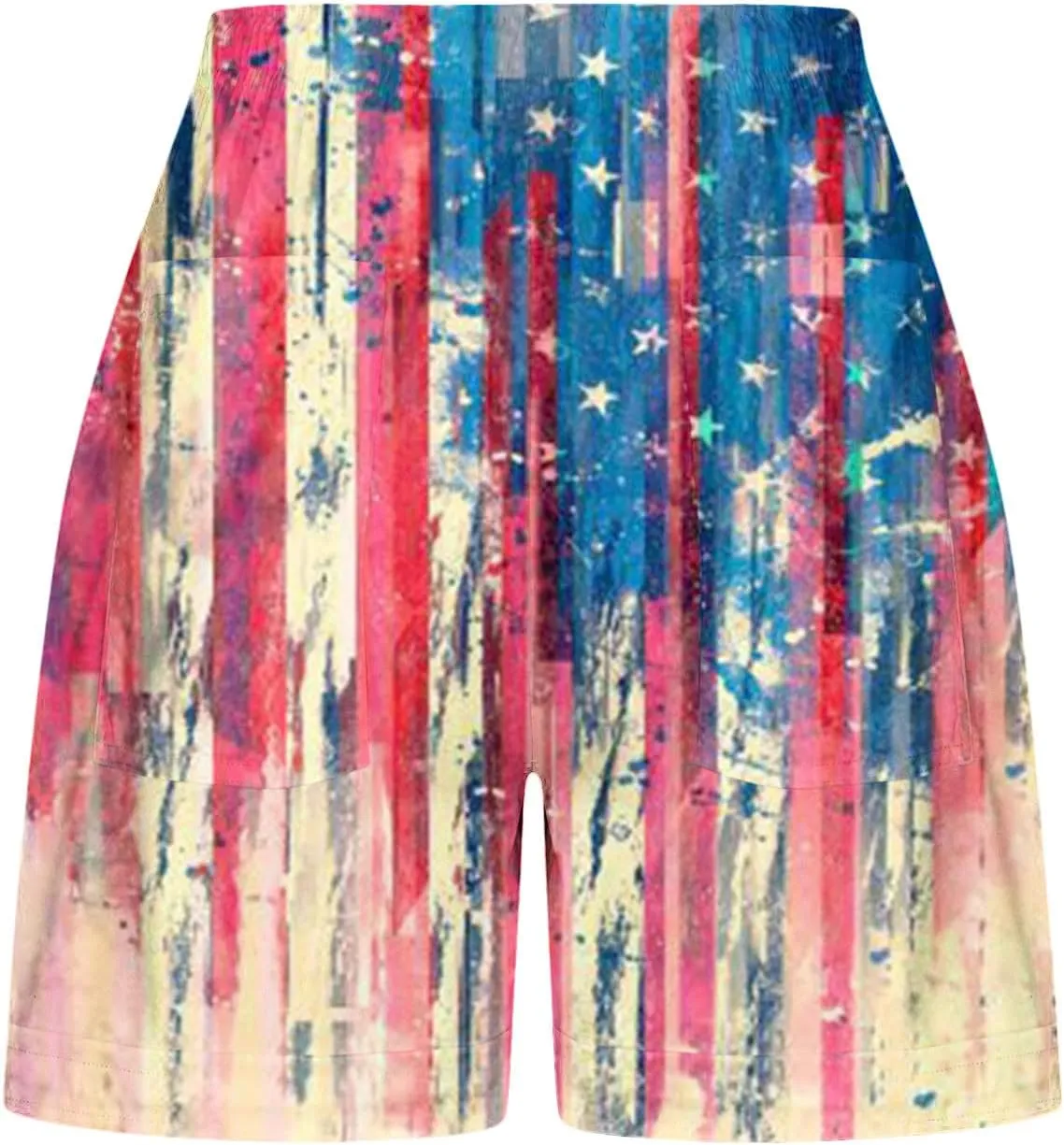 July 4th Shorts for Women American Flag Printed Drawstring Elastic Waist Shorts Party in The USA Summer Fashion 2023