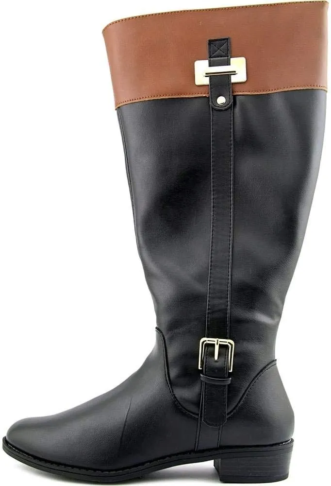 Karen Scott Womens Deliee 2 Zipper Round Toe Riding Boots