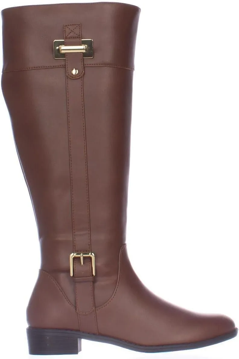 Karen Scott Womens Deliee 2 Zipper Round Toe Riding Boots